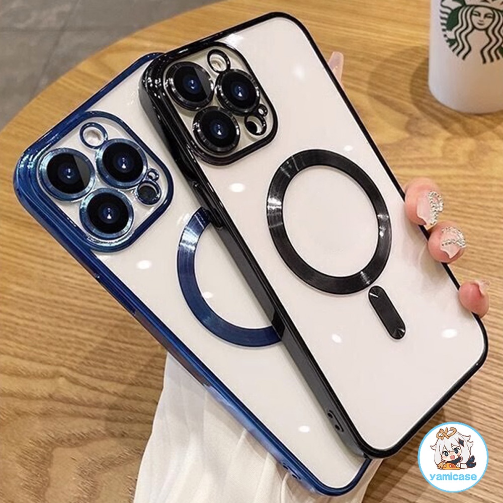 Ốp Điện Thoại Trong Suốt Mạ Viền Đơn Giản Cho Iphone 15 14 13 12 11 Pro Max