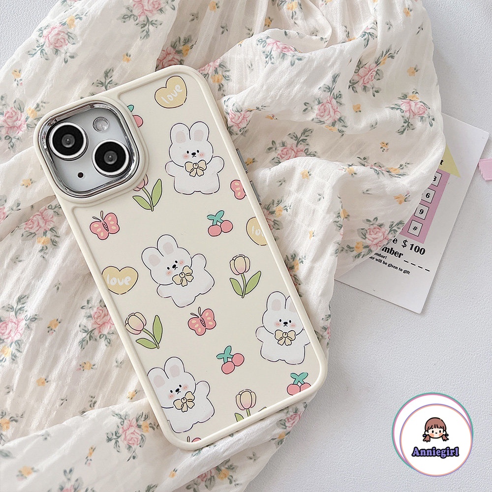 Ốp Điện Thoại TPU Mềm Chống Sốc In Hình Hoa Và Thỏ Dễ Thương Cho iPhone 14 Pro Max 13 12 / 12pro 11 Pro Max