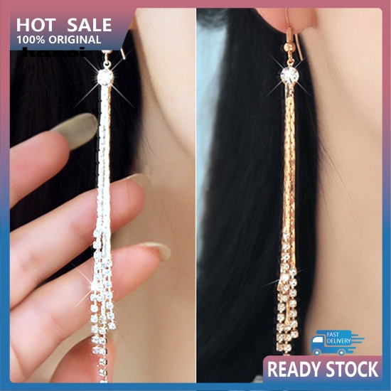 Bông Tai Chuỗi Dài Đính Đá Thời Trang Cho Nữ