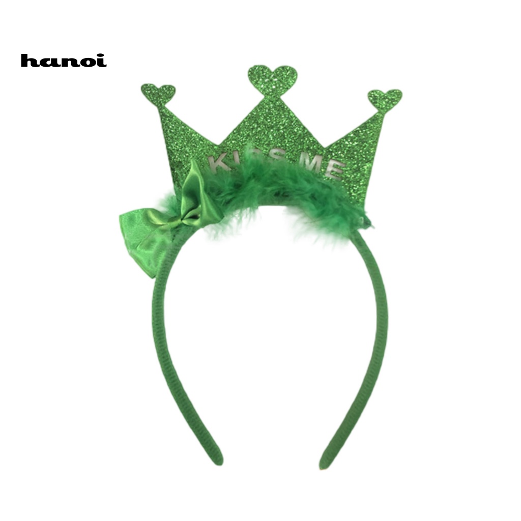 Băng Đô Hình Vương Miện Đính Kim Sa Lấp Lánh Màu Xanh Lá Dùng Hóa Trang