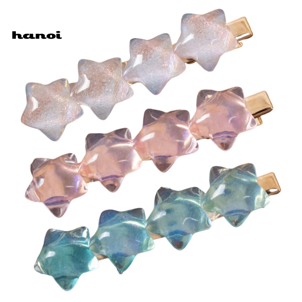 Kẹp Tóc Hình Ngôi Sao Trong Suốt Bằng Nhựa Resin Chống Trượt Phong Cách Hàn Quốc Cho Nữ