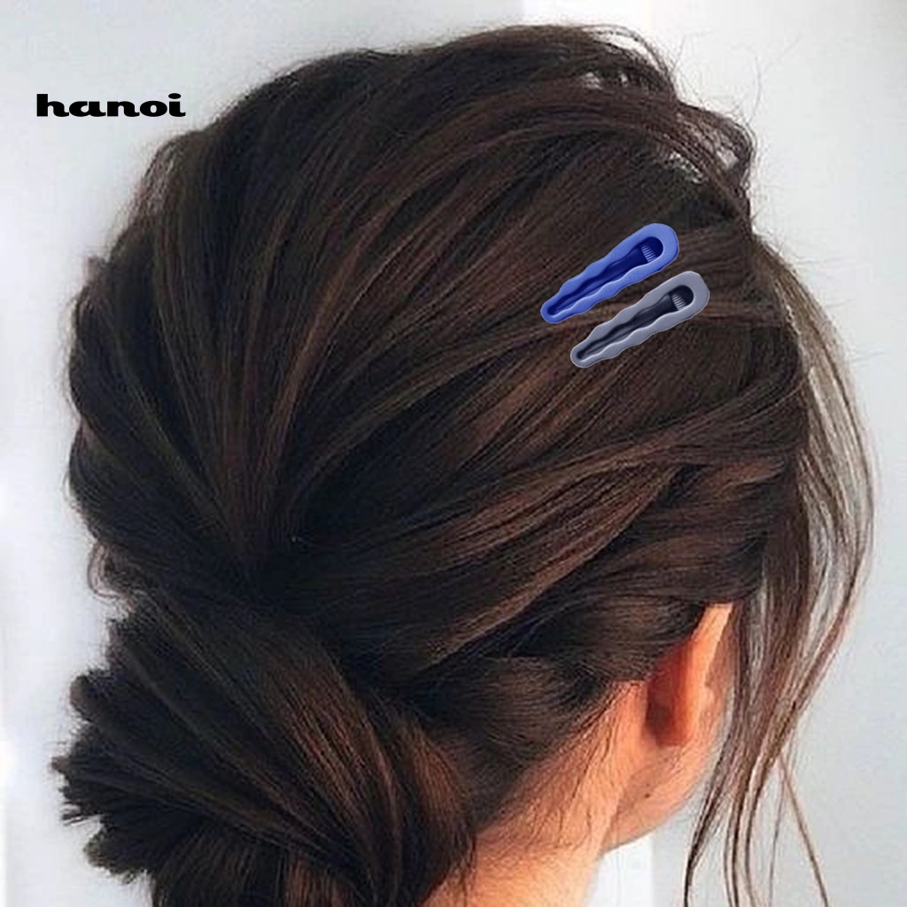Set 2 Kẹp Tóc Màu Trơn Co Giãn Chống Trượt Trọng Lượng Nhẹ Dành Cho Nữ