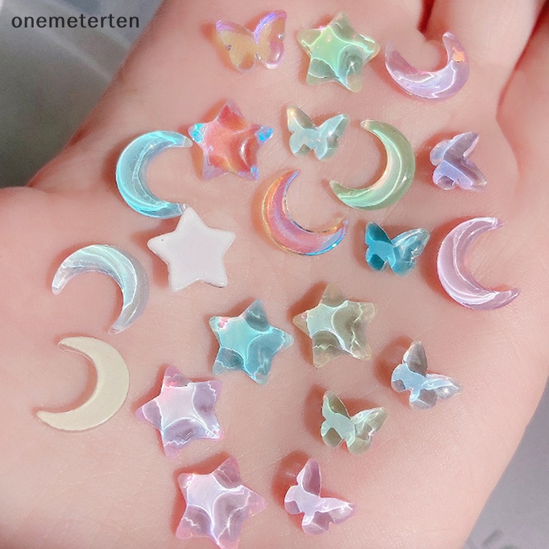 Hạt Nhựa Hình Ngôi Sao / Mặt Trăng 3d Nhiều Kích Cỡ Trang Trí Móng Tay Nghệ Thuật Diy