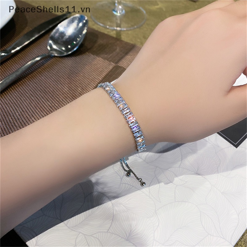 Vòng Tay Inox Đính Đá Zircon Có Thể Điều Chỉnh Kích Thước Cho Nữ