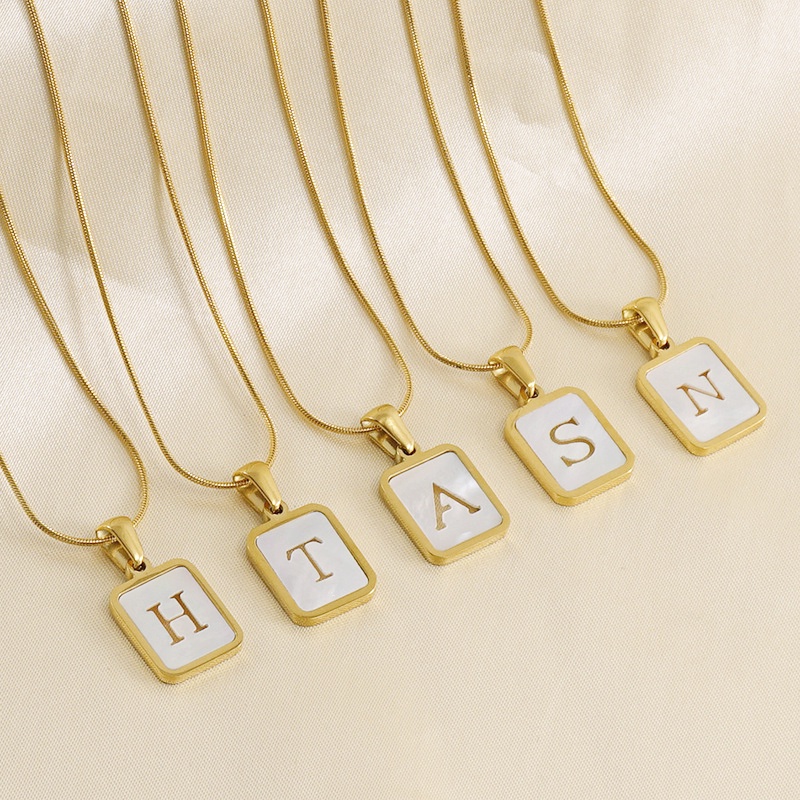 Vòng cổ Mạ Vàng 18K Mặt Hình Chữ Cái Từ A Đến Z Bằng Thép Không Gỉ