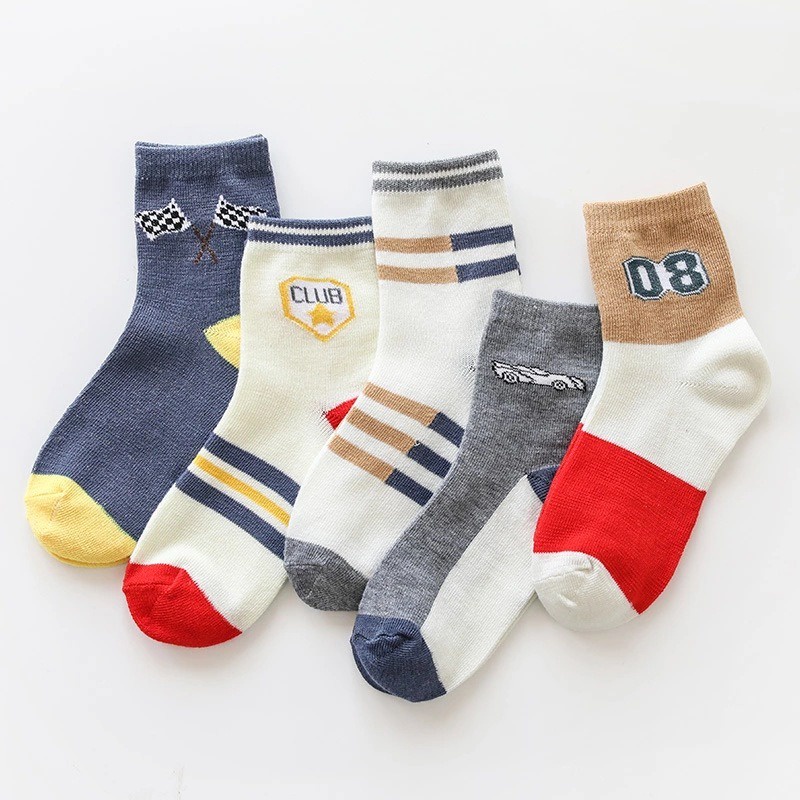 Set 5 Đôi Tất Cotton Hoạ Tiết Hoạt Hình Thời Trang Thu Đông Cho Bé