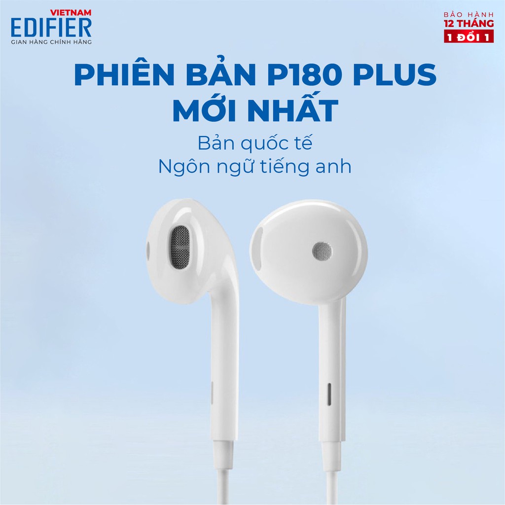 Tai nghe nhét tai có dây EDIFIER P180 PLUS | Chân cắm 3.5mm/ Chân TypeC | Chất liệu TPE | Dài 1.3m |  Bảo hành 12 tháng