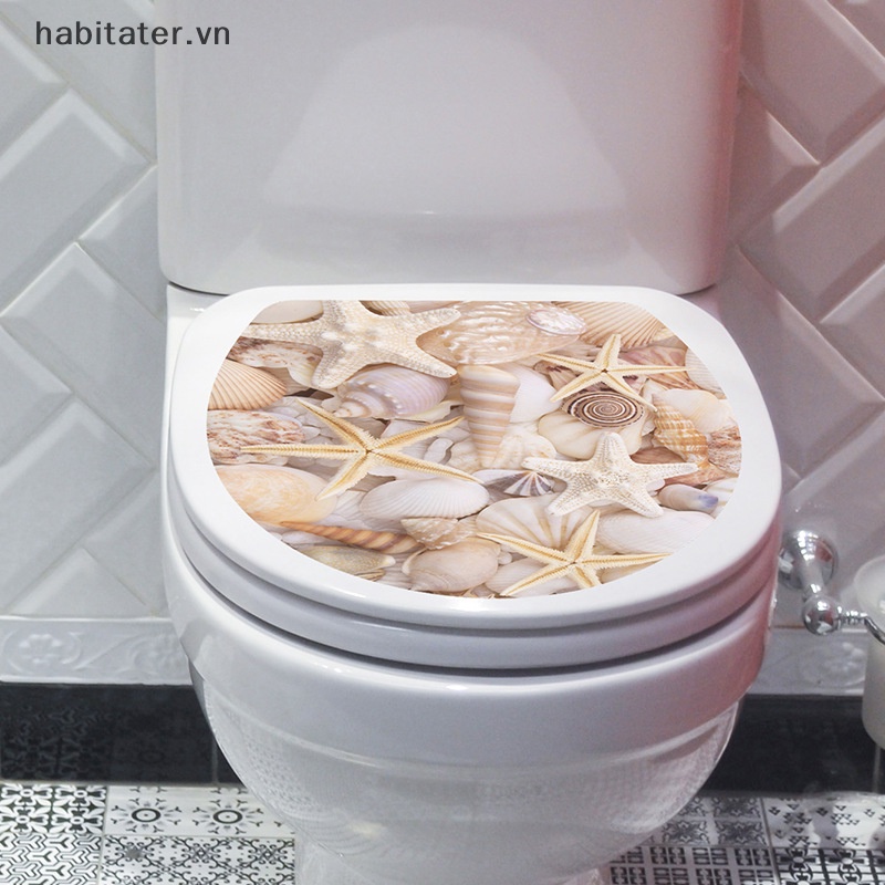 1 Miếng Dán Nắp Bồn Cầu Tự Dính Họa Tiết 3D Trang Trí Nhà Tắm