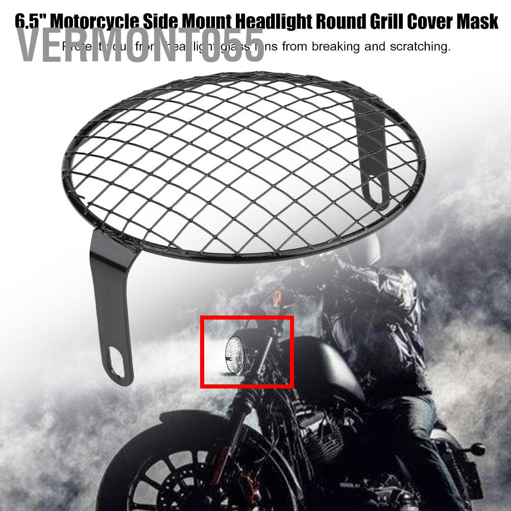 Có thể bán buôn Lưới Sắt Che Đèn Pha Moto Hình Tròn Chụp Đèn pha bên xe máy 6,5 inch cho xe Cruiser Chopper Cafe Racer Vermont055 Hàng giao ngay