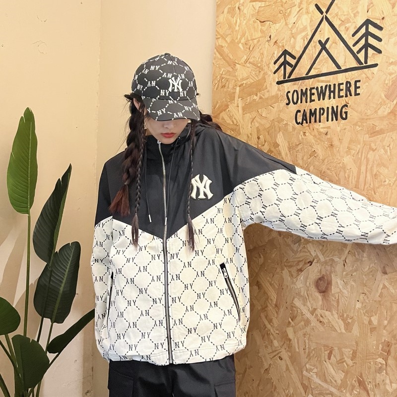 Áo Khoác Gió Thêu Logo MLB NY 100% Chính Hãng Có Khóa Kéo Thời Trang Cho Nam Và Nữ