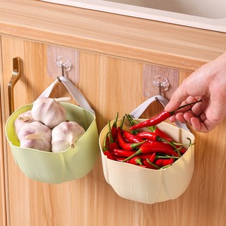 Multi-function hanging rack with hook kitchen onion ginger garlic storage basket / drill free bathroom wall-mounted storaging box