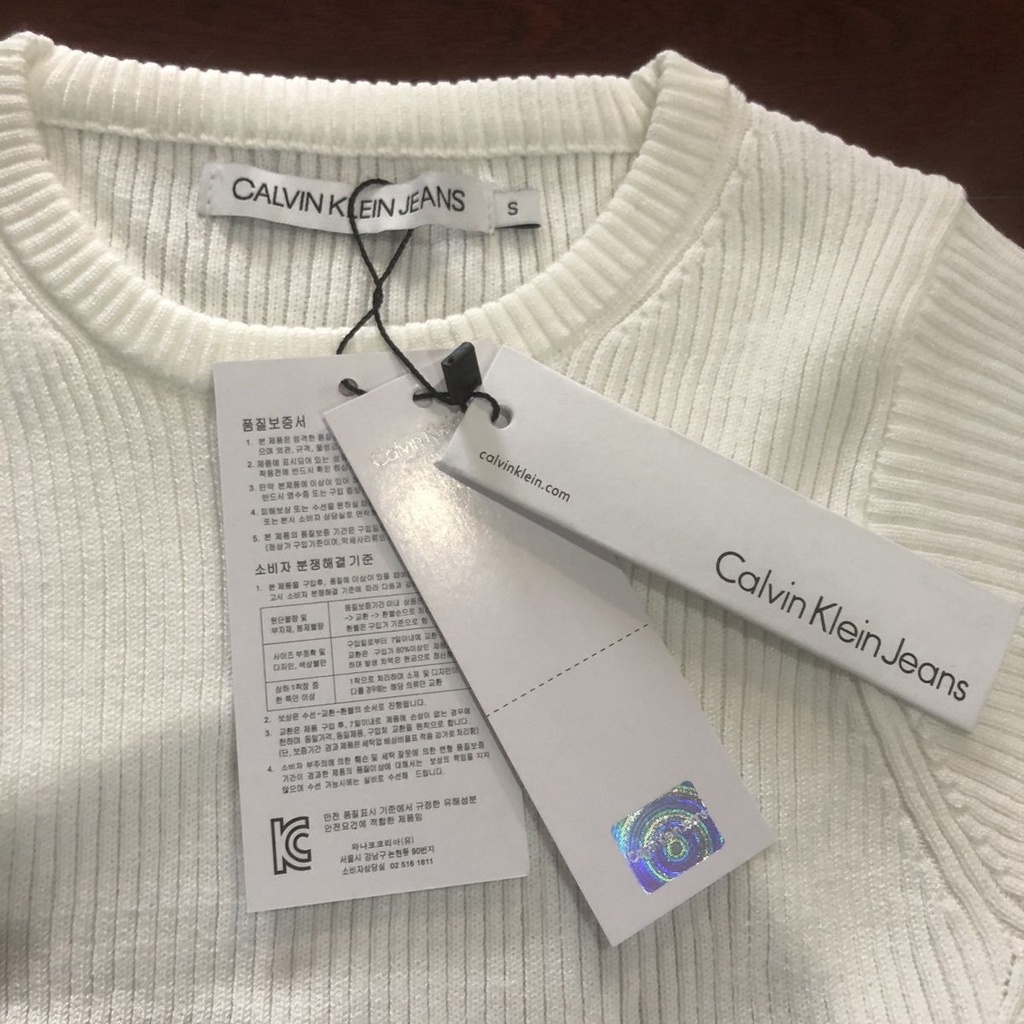 Áo Tank Top Dệt Kim Tay Ngắn Hở Lưng Chính Hãng 100% Cavlin Klein