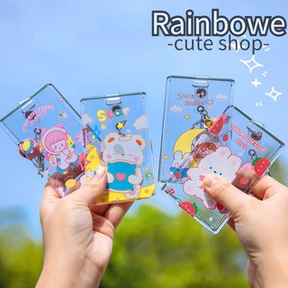 RAINBOW Acrylic Card Case Transparent with Keychain Card Holder for Students Bus Card Cartoon Gifts Identity Card Protective Cover