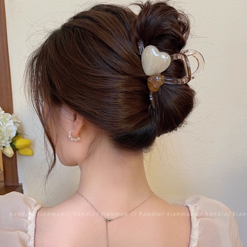 Kẹp Tóc Hình Trái Tim Màu Thạch Phong Cách Hàn Quốc Thời Trang Mùa Hè Cho Nữ