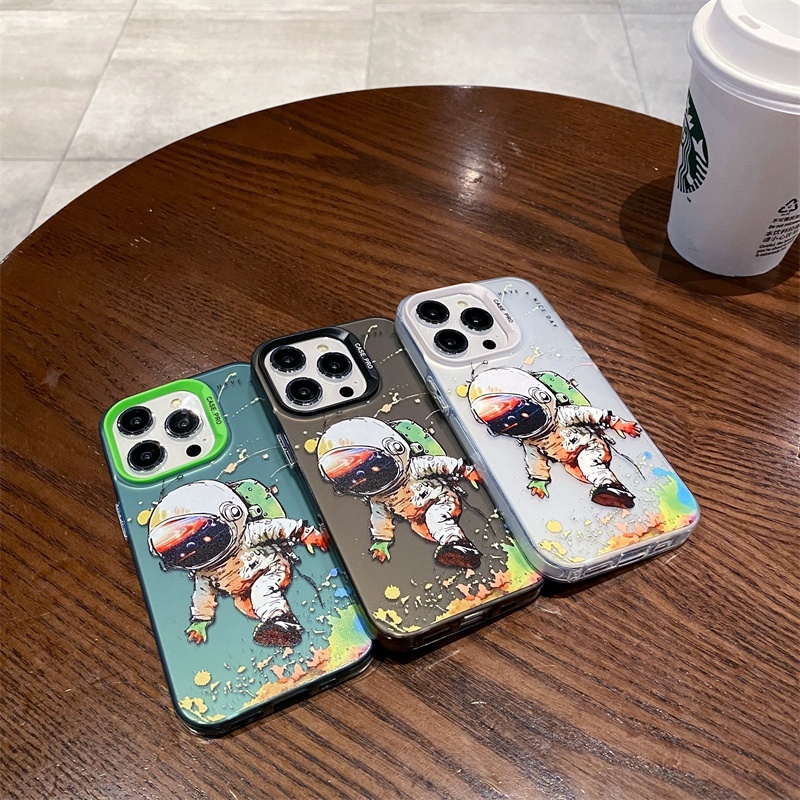 Ốp Điện Thoại Nhựa acrylic Cứng Nhám Hình Phi Hành Gia graffiti Cho iPhone 11 12 13 14 Pro Max 14Plus 13promax 12promax