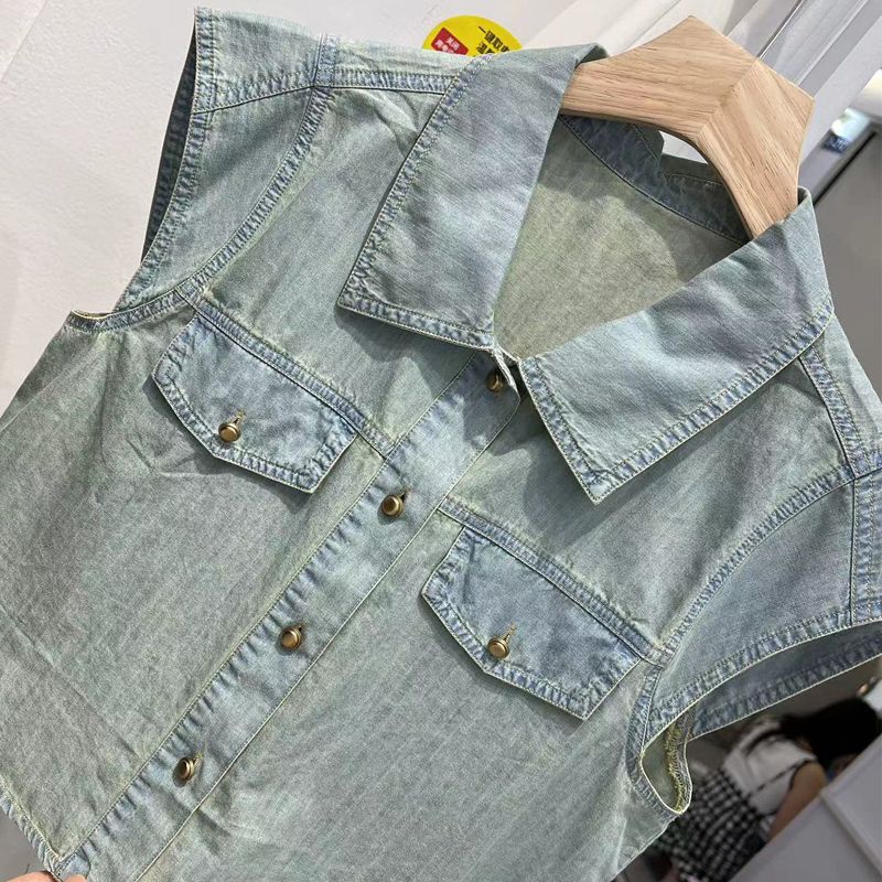 Áo Khoác Denim Lửng Cổ Polo Thời Trang Mùa Hè Mới 2023
