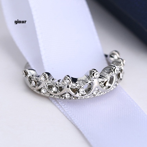 Nhẫn Mạ Bạc Hình Vương Miện Đính Đá Pha Lê Dành Cho Nữ