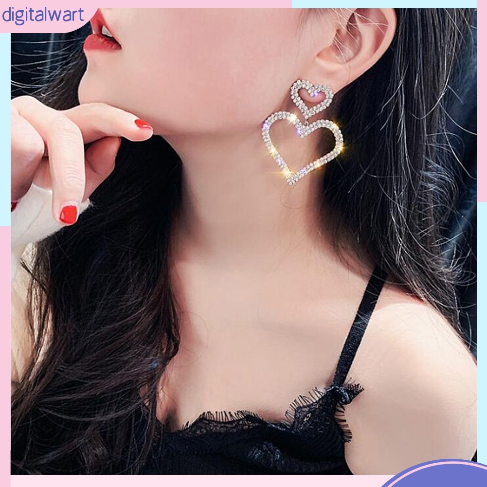 Đôi Bông Tai Hình Giọt Nước Đính Đá Thanh Lịch Dành Cho Nữ