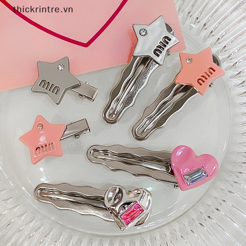 Kẹp Tóc Mái Hình Ngôi Sao Năm Cánh Đính Đá Pha Lê Màu Hồng Xinh Xắn Cho Nữ