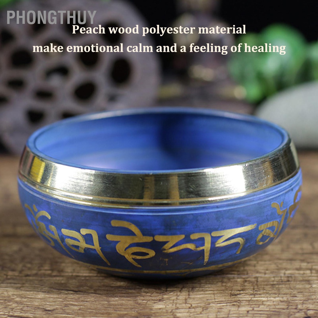 PhongThuy Bát Hát Tay Búa Màu Xanh Đường Kính 8.5cm Đồng Đỏ Bình Tĩnh Cảm Giác Thanh Cầu Nguyện cho Thiền Định