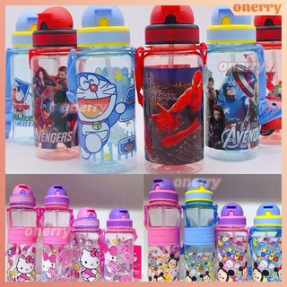 Bình tập uống 350ml/550ml ống hút bình nước hình hello kitty cho bé nước uống trẻ em bình mickey cho trẻ em bình nước thể thao trường học hoạt hình onerryvn