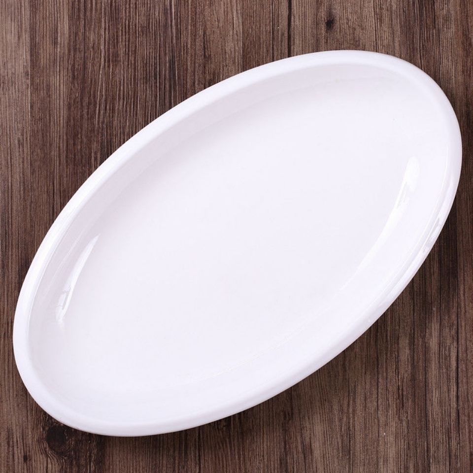 Đĩa cá hấp bằng gốm đĩa Cá đĩa cá màu trắng tinh khiết đĩa Cá lớn hình bầu dục đĩa Cá Bộ đồ ăn khách