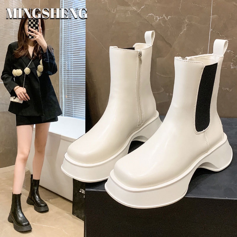 Giày Bốt Martin Cổ Thấp Đế Dày Phong Cách Anh Quốc Thời Trang Xuân Thu Mới Cho Nữ