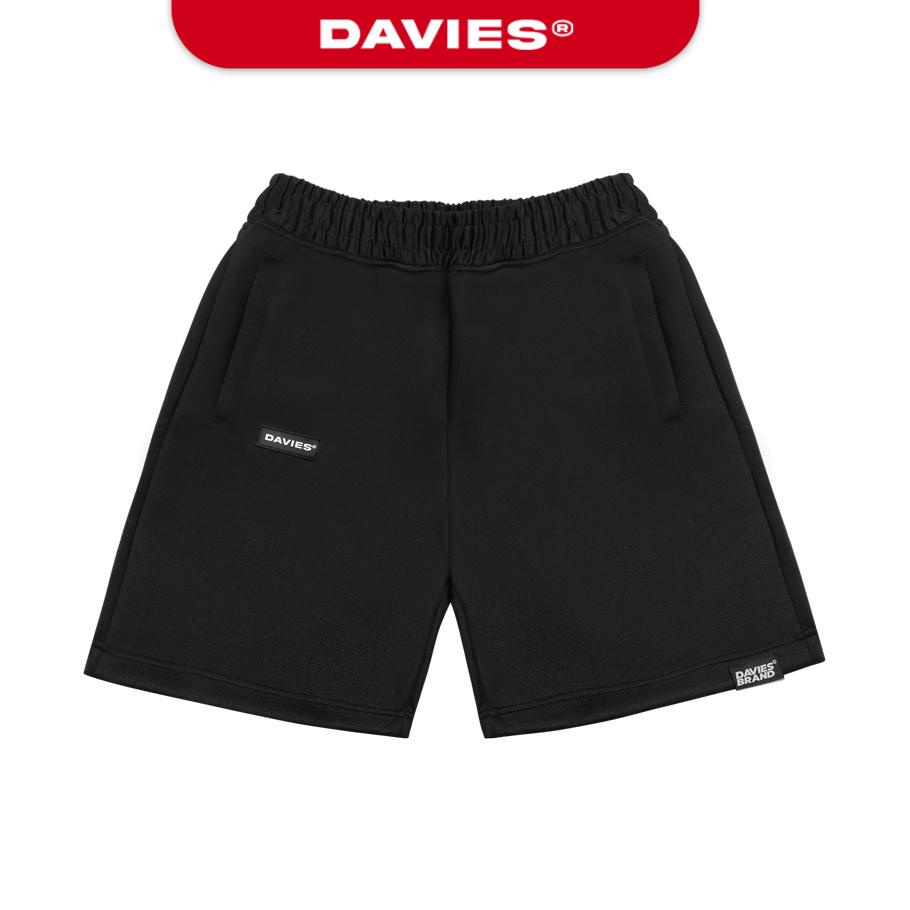 Quần short nam lưng thun màu đen Basic Poli Short local brand Davies