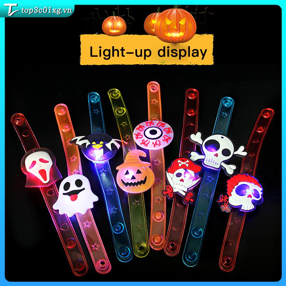 12 Cái/bộ Đồng Hồ Phát Sáng Halloween Có Dây Đeo Cổ Tay Đèn LED Cho Trẻ Em Vòng Tay Silicone Đồ Chơi Bằng Cao Su Mềm Cho Trẻ Em (top3c01xg.vn)