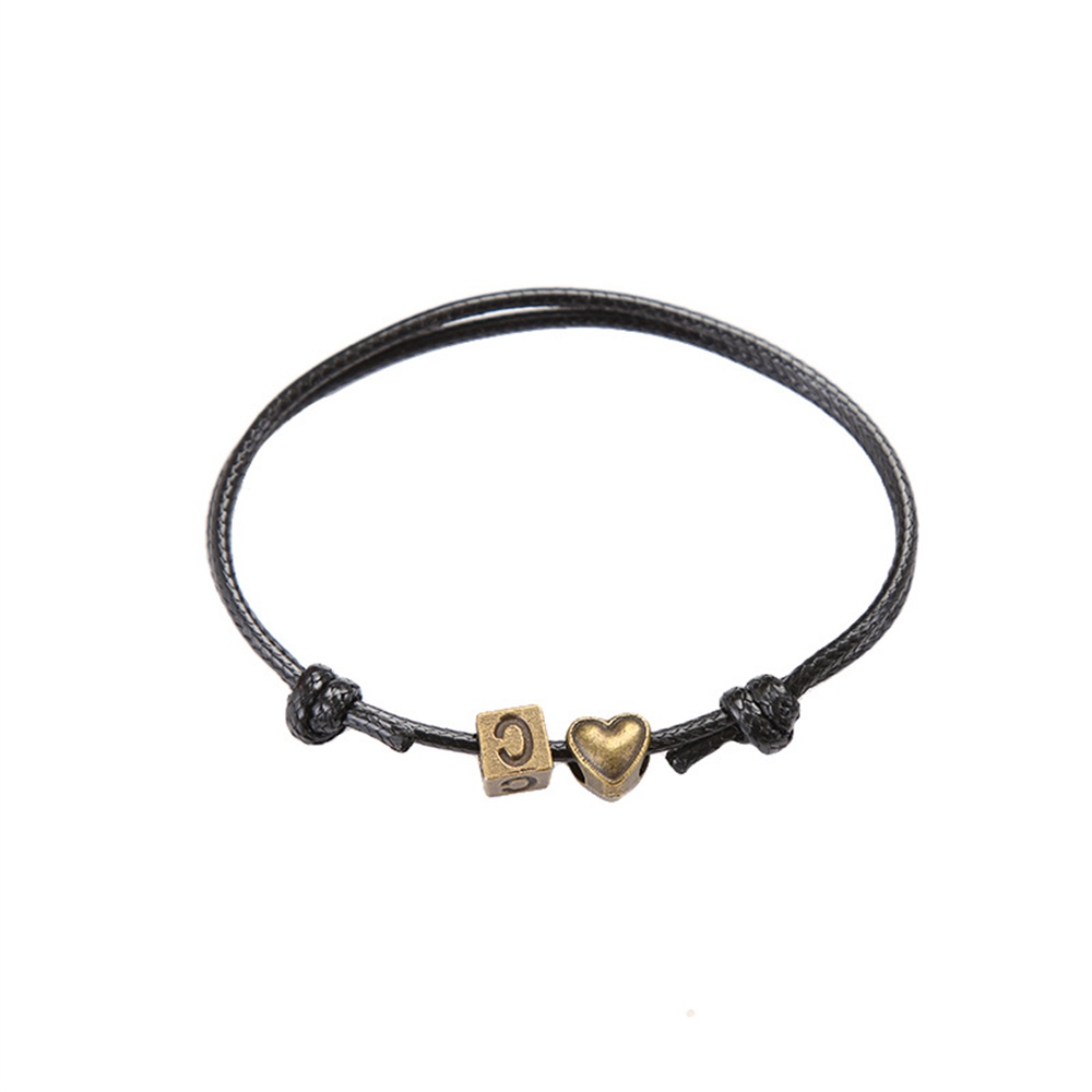 Vòng Tay Dây Da Mặt 26 Chữ Cái Thời Trang Cho Cặp Đôi