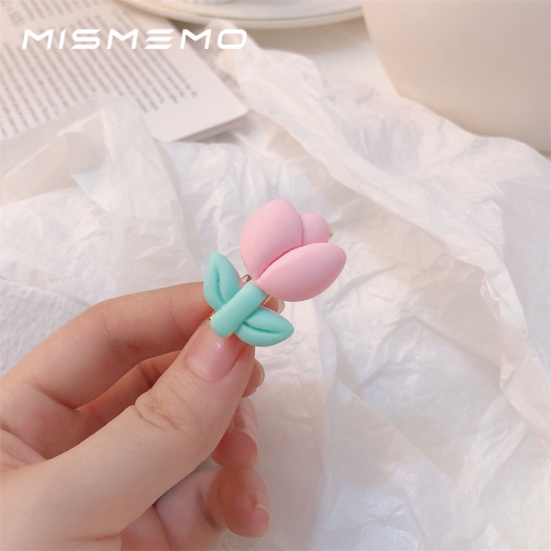 Kẹp Tóc Mái Mặt Nhám Hình Hoa Tulip Màu Sắc Ngọt Ngào Cho Nữ