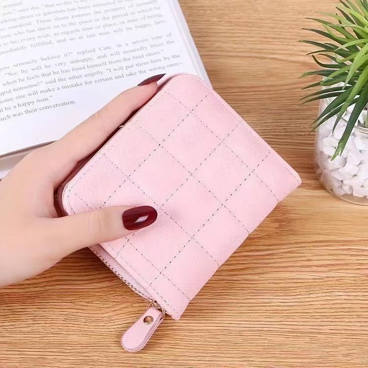 AML Ví Cầm Tay Ba Ngăn Phong Cách Vintage Cho Nữ Ví Nữ Mini Kẻ Sọc Caro Phong