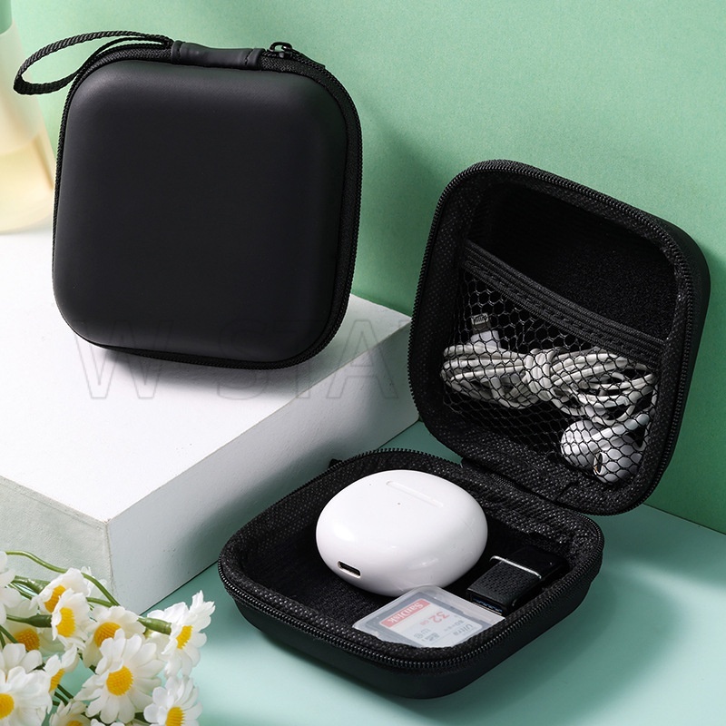 Hộp Đựng Dây Cáp Sạc / Tai Nghe / USB Hình Vuông Mini Có Khóa Kéo Siêu Bền Tiện Dụng