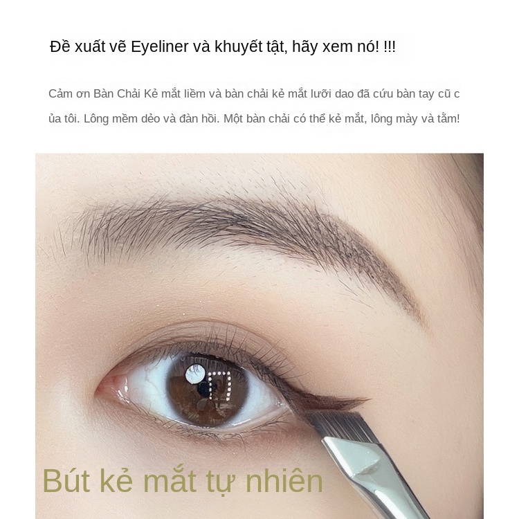 Bút Kẻ Mắt Ngòi Mảnh Kèm Đầu Cọ Bằng Tơ Tằm
