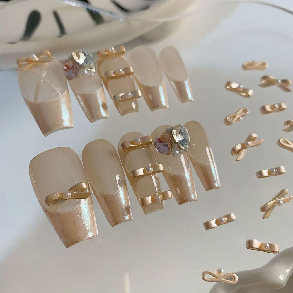 Cordellaub Set 10 Phụ Kiện Nơ Đính Đá 3d Trang Trí Móng Tay Nghệ Thuật Múa Ba Lê