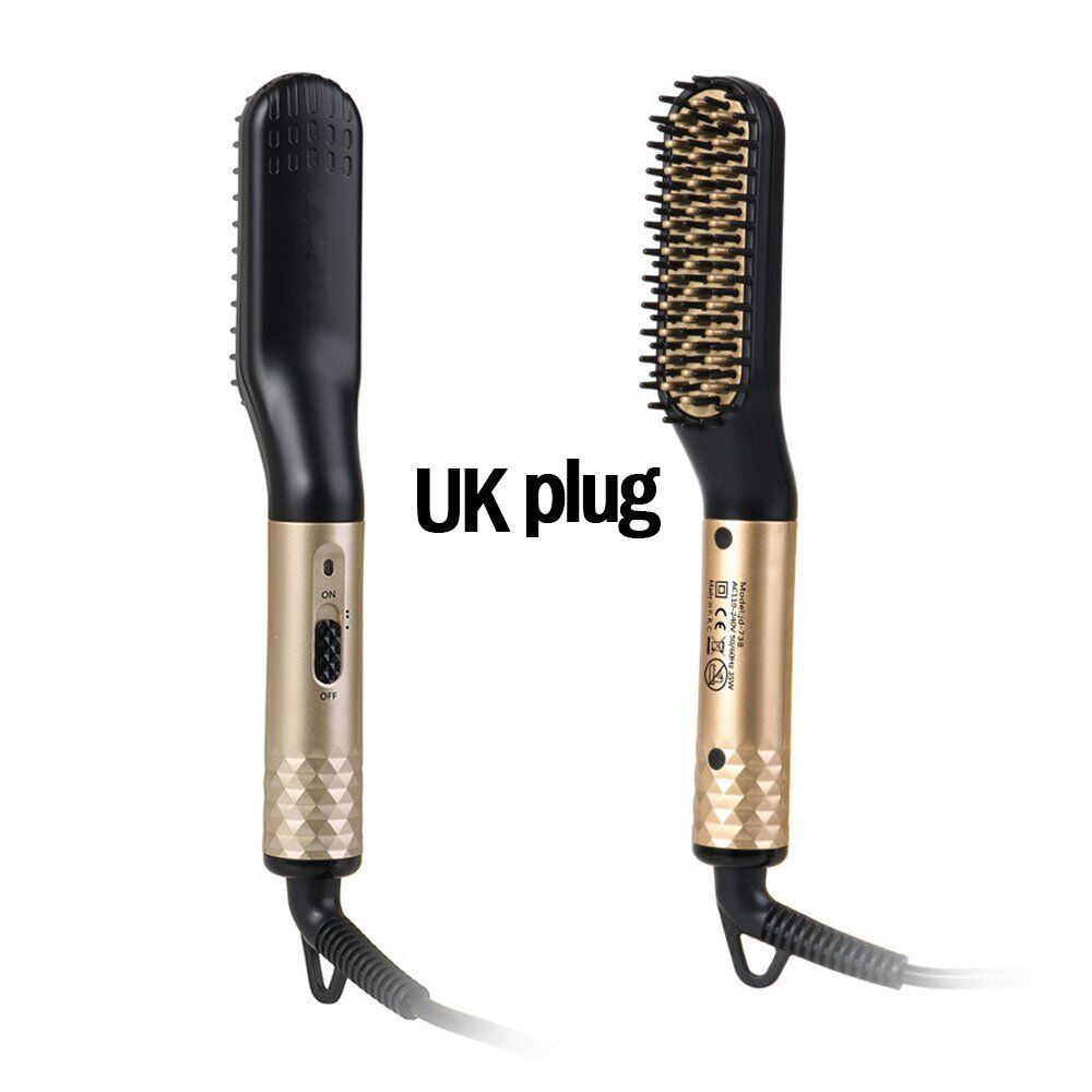 Electric Beard Hair Straightener Quick Heated Brush Straightening Comb Style UK