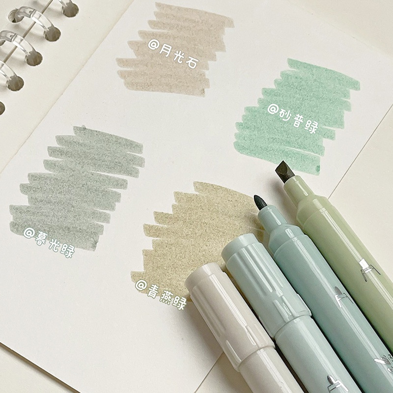 Hộp 4 Bút Đánh Dấu Hai Đầu Màu Gradient Sáng Tạo DIY