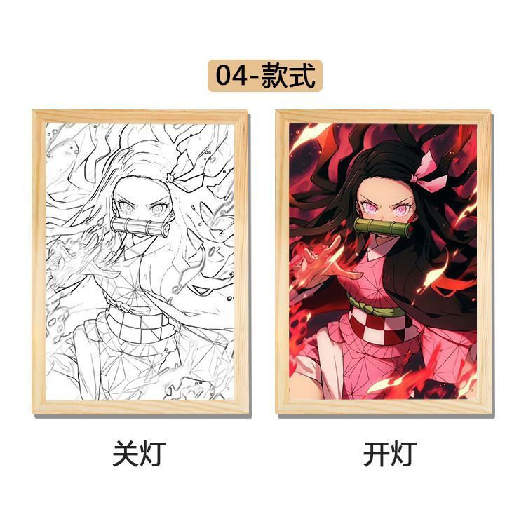 Khung Ảnh Đèn LED Hoạ Tiết Demon Slayer Độc Đáo Sáng Tạo