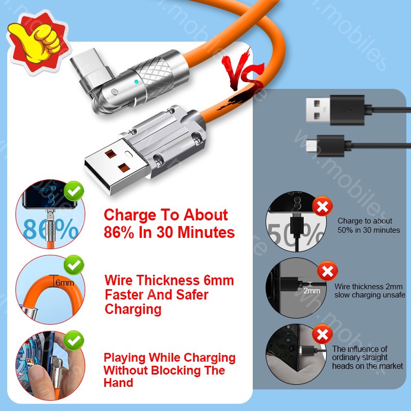 Dây Cáp Sạc Nhanh Loại C 120W 6A Bằng Silicone Dành Cho Điện Thoại Huawei Xiaomi Oppo Android