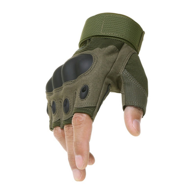 Quân đội chiến thuật ngoài trời găng tay cụt ngón cứng knuckle paintball airsoft săn bắn chiến đấu cưỡi đi bộ đường dài quân đội nửa ngón