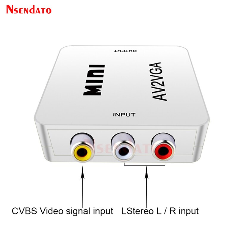 Bộ ChuyểN ĐổI Mini HD AV2VGA AV RCA CVBS Sang VGA 3.5mm Cho PC HDTV