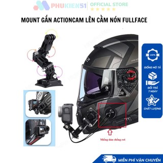 Bộ mount gắn cằm, gắn hông nón bảo hiểm, nón fullface kèm miếng dán chống rơi Gopro , Actioncam