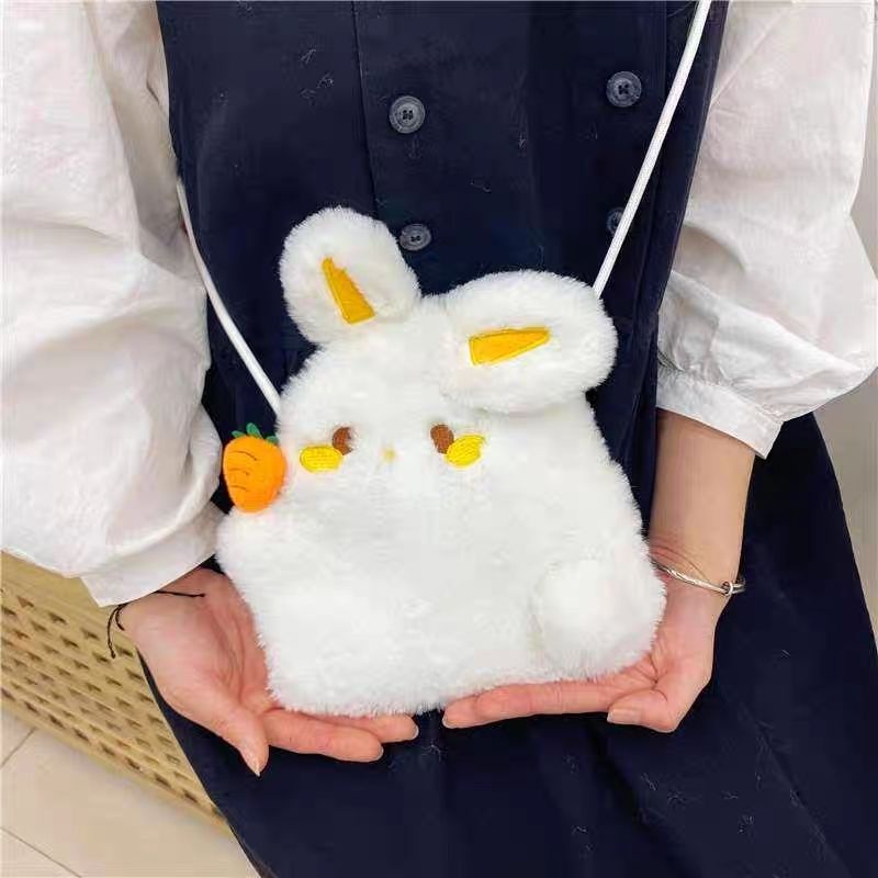Mr.puffer Túi Đeo Chéo Nhỏ Hình Thỏ Cà Rốt Nhồi Bông Dễ Thương Dành Cho Mẹ Và Bé