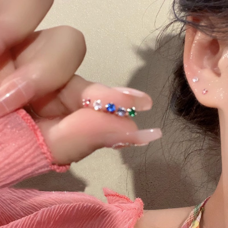 Khuyên Tai Bạc s925 Đính Đá Zircon Lấp Lánh Thời Trang Cho Nam Nữ