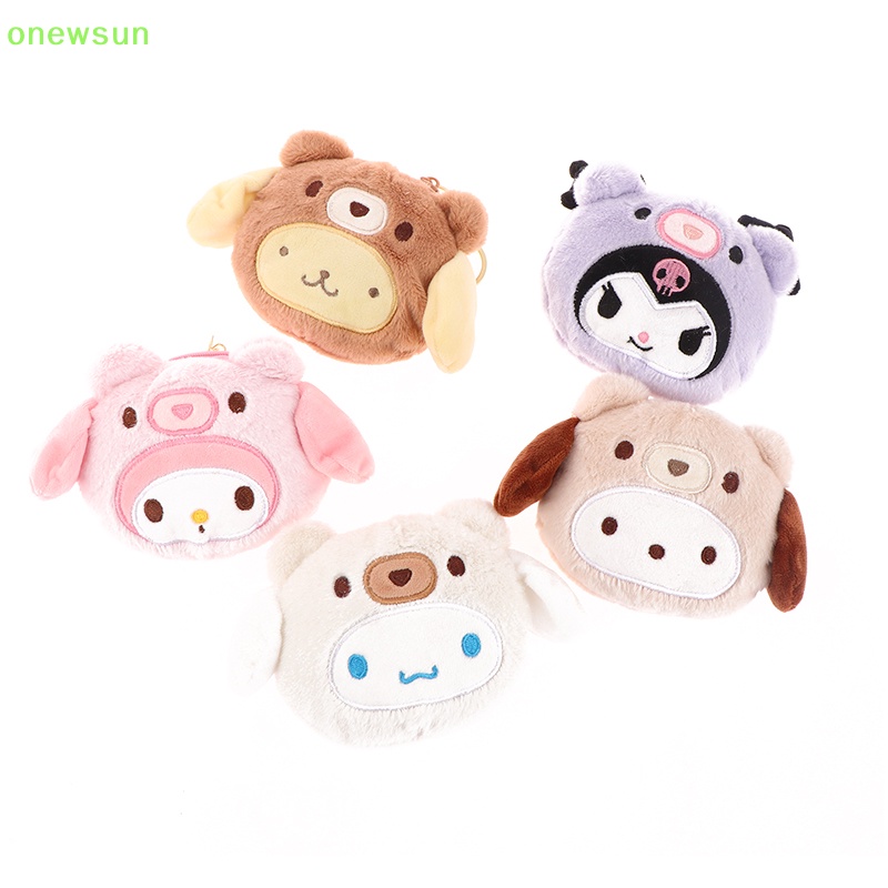 Onewsun 1pc ví tiền xu sang trọng túi móc khóa dễ thương túi đựng tiền xu túi lưu trữ phim hoạt hình ví tiền xu sang trọng mặt dây chuyền ví tiền xu sang trọng mới