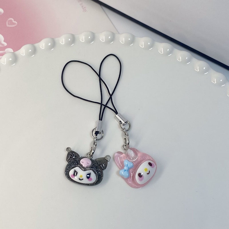 Anime sanrio kulomi melody cinnamoroll điện thoại di động dây buộc móc khóa điện thoại hoạt hình dễ thương phụ kiện quyến rũ