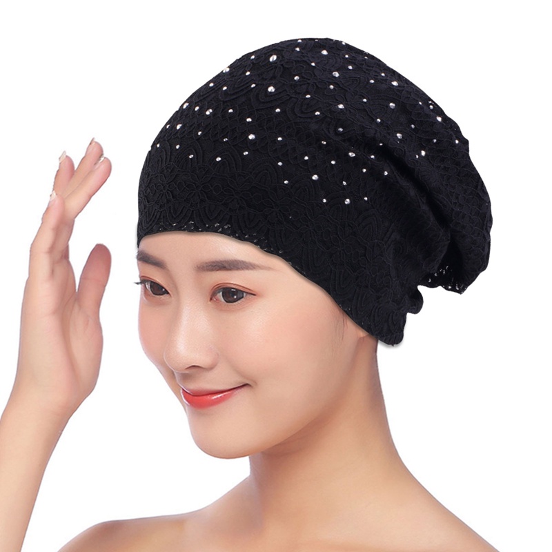 Gdt Mũ Trùm Đầu Vải cotton Mềm Đính Hạt Ngọc Trai Thời Trang Xuân Thu Cho Nữ