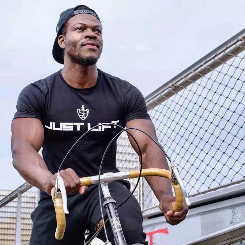 Cotton Sports T-shirt Men's Fitness Short Sleeve Large Size round Neck High Elastic Breathable Casual Top Half Sleeve New xtKZ