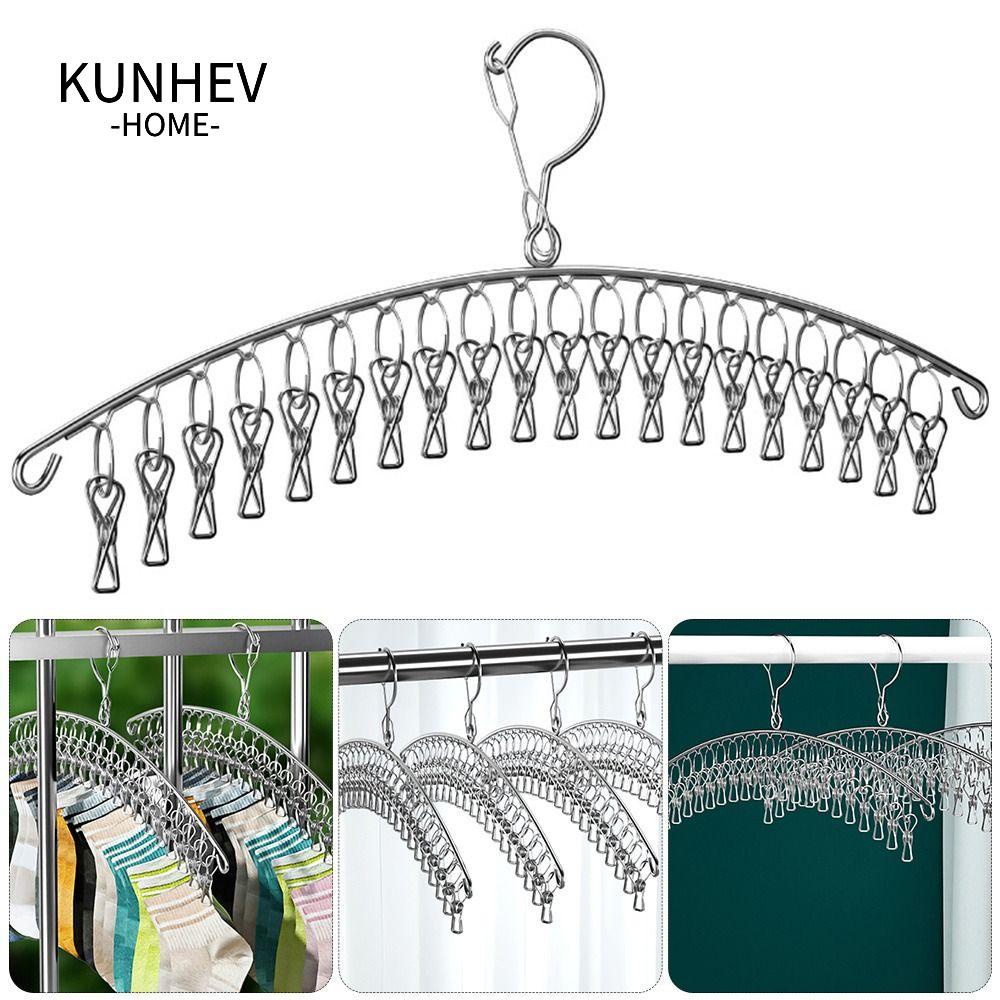 KUNHEV Móc treo bằng thép không gỉ, chống gió hỗ trợ mạnh móc treo nhiều kẹp, bền không biến dạng vật liệu thép không gỉ lực kẹp mạnh giá phơi đồ trang chủ