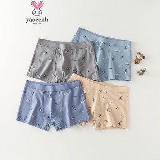 【YAOEENH】M-3xl  Quần Lót Boxer Cotton Co Giãn In Họa Tiết Dành Cho Thanh Thiếu Niên Lớn Hàng Có Sẵn Giao Hàng Nhanh Chóng